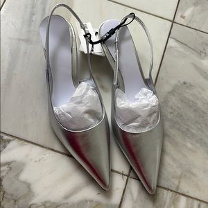 Zara metallic kitten heels